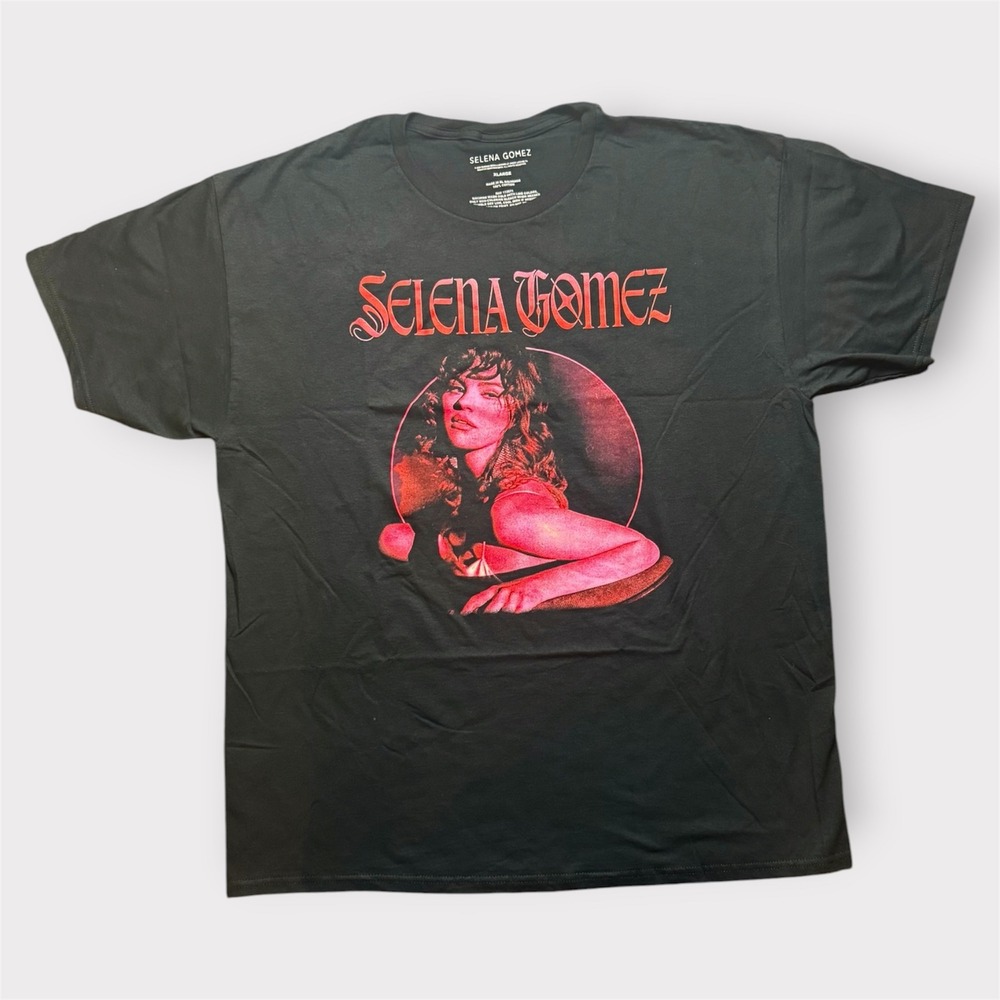 Selena‎ Gomez Graphic T-Shirt Mens XL Black Red Portrait Official Merch Cotton